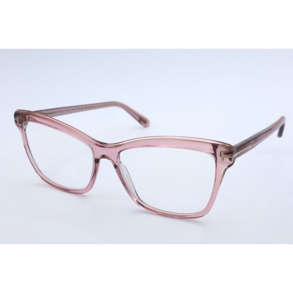 New Tom Ford TF 5619-B 072 Cat Eye Transparent Pink Eyeglasses Clear Lenses 55mm